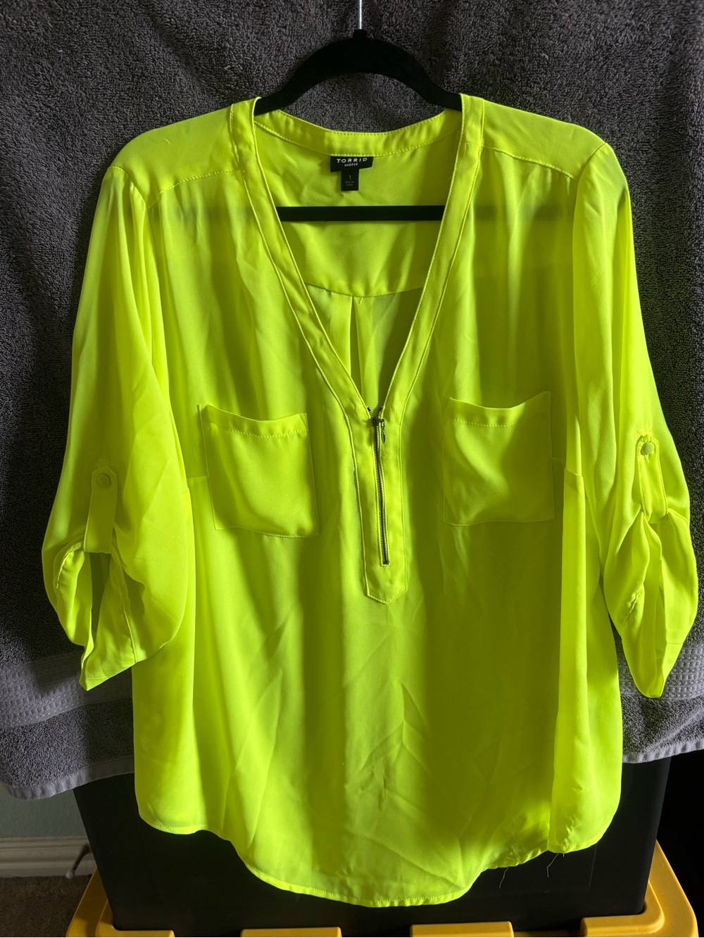 torrid Neon Yellow Zip-Front Blouse